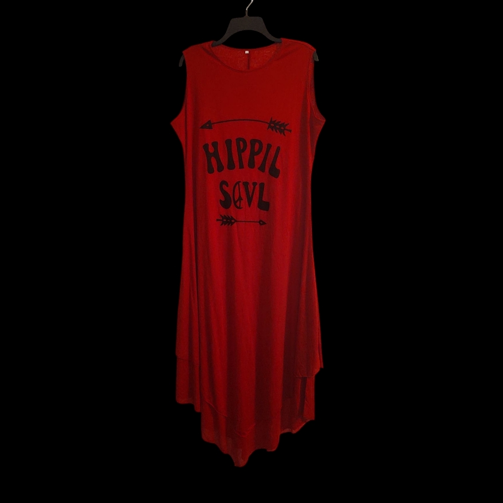 New Red Sleeveless Layered Maxi Dress Size 2XL